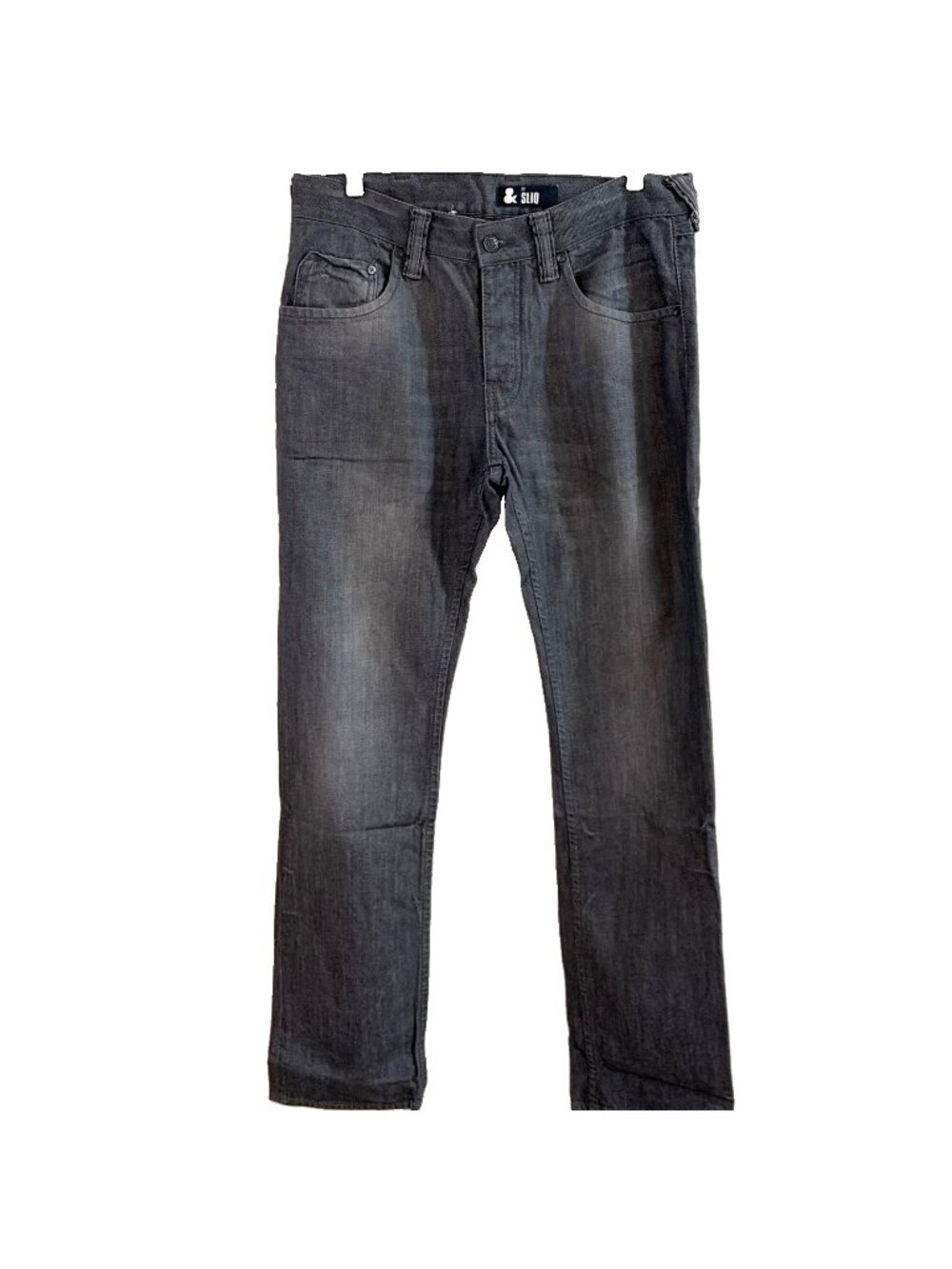Y2K H&M SLIQ Men’s Slim Fit Jeans Size 32X34 Gray Denim Straight Leg Grunge
